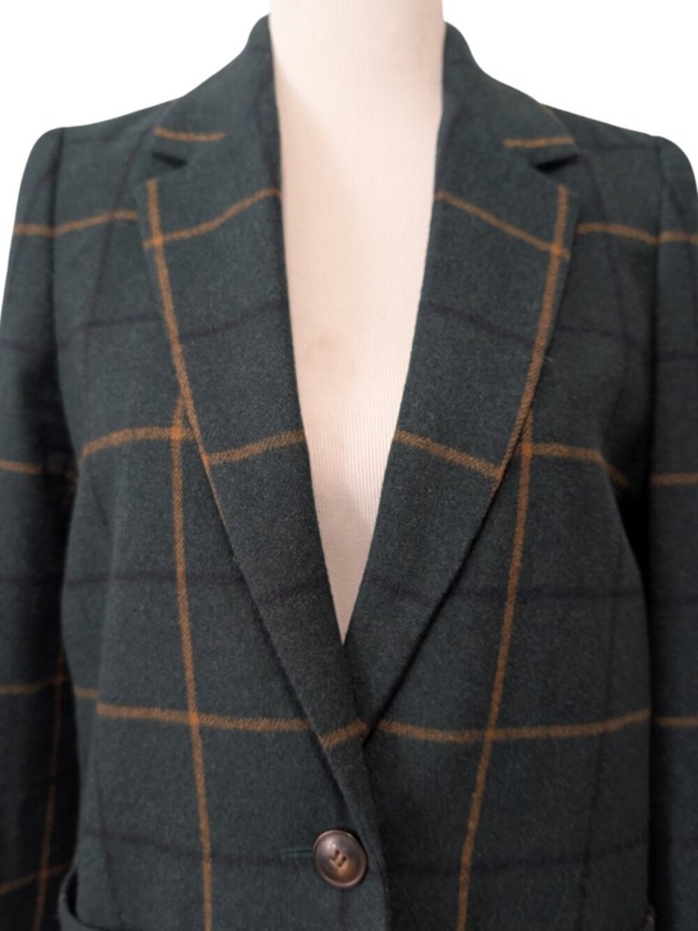Madewell Womens Size S Green Larsen Windowpane Oversized Wool Blend Blazer Top - Picture 5 of 11